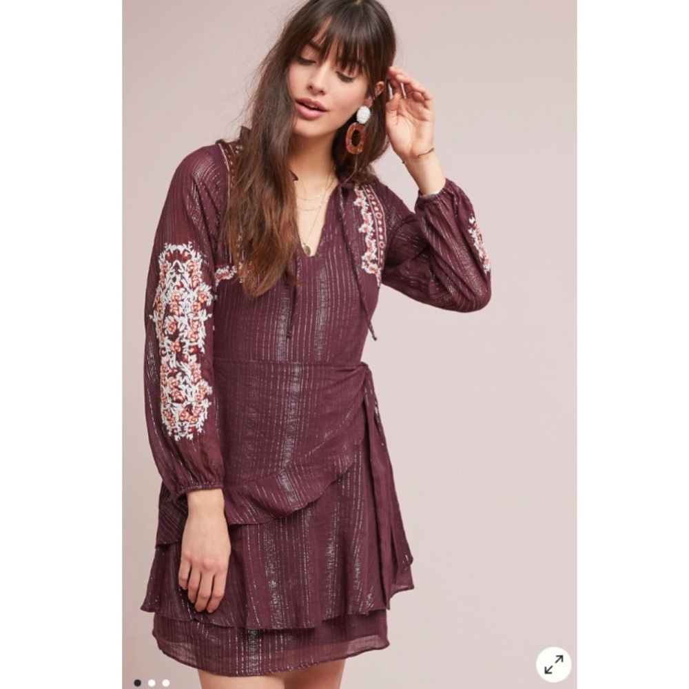 NWT Anthro Dolan Amber Embroidered Wrap Dress